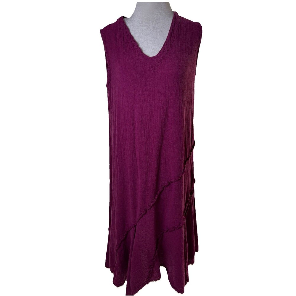 Oh My Gauze Sleeveless Boho Dress Small Flowy Asymmetrical Hem Lightweight